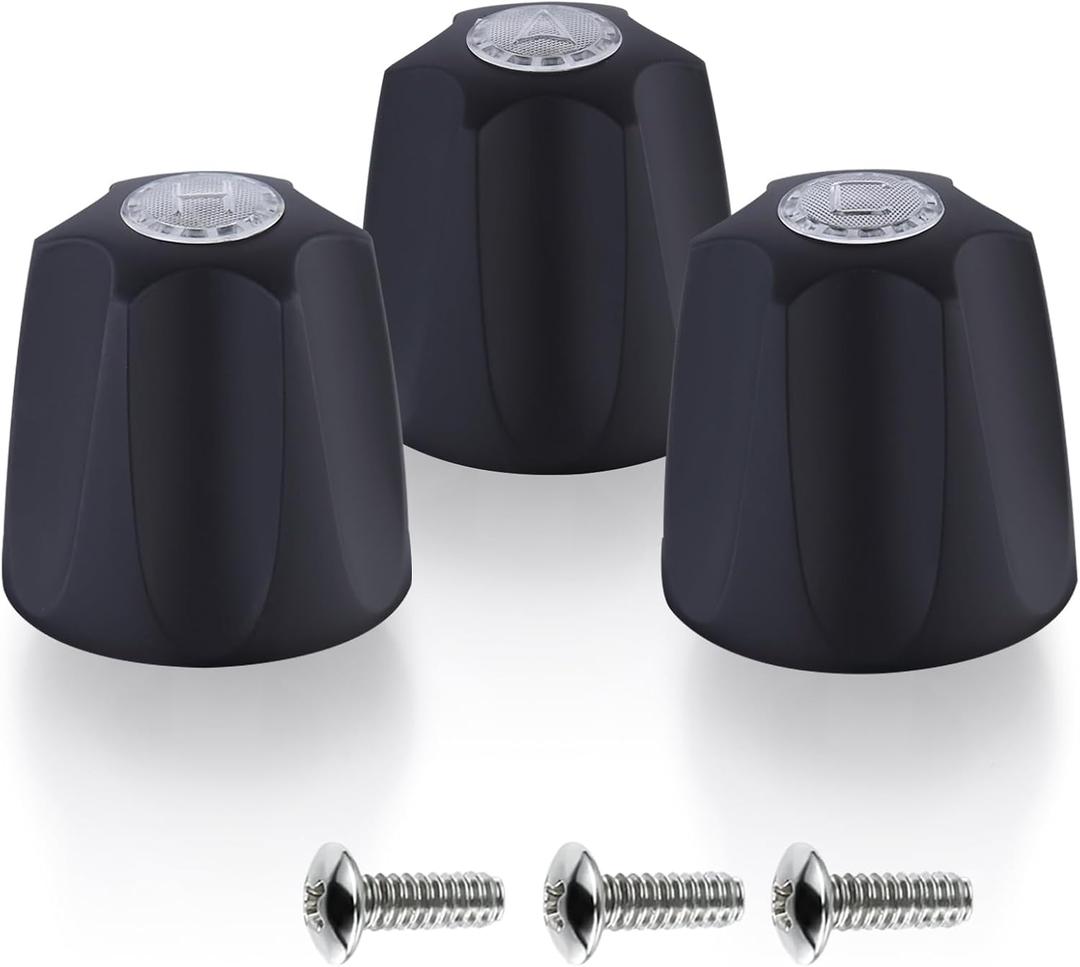 Shower Knobs 3 Piece Replacement Compatible with Price Pfister Windsor Tub and Shower Faucets,Shower Faucet Handle Replacement,3 Pieces Hot Cold and Diverter Shower Handles Replacement (Matte Black)
