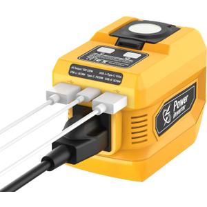 220W Power Inverter Compatible with Dewalt 20V Battery, DC 20V to AC 110V Inverter, Portable Power Station Generator with 1 AC Outlet, 2 USB Ports & 1 TypeC Fast Charging, 400LM LED Work Light