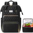 ETRONIK Lunch Backpack for Women, 15.6 inch Laptop Backpack, Teacher Nurse Work Backpack with Cooler Bag Insulated Laptop bag Gifts for Women Men, Black