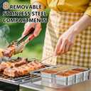 Snackle Box Container,8 Compartment Stainless Steel Food Storage with Silicone Lid & Handle,Clear Divided Fruit Nut Veggie Tray for Kitchen, Picnic, Party