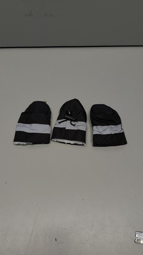 YAODHAOD Dog Shoes for Winter, Dog Boots & Paw Protectors, Fleece Warm Snow Booties for Puppy with Reflective Strip Anti-Slip Rubber Sole for Small Medium Size Dogs, Size 5: 1.9"x1.5" (L*W), Black, 3 Pack