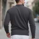 Men's Long Sleeve Polo Shirts for Men, Casual & Work Golf Polo Shirts with Split Hem,Stylish Collared Shirt (M)