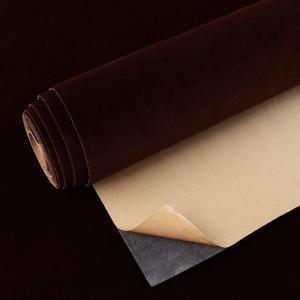 VEELIKE Self Adhesive Velvet Flock Contact Paper Liner for Jewelry Drawer 15.7''x118'' Brown Velvet Felt Fabric Roll Soft Velvet Wallpaper Peel and Stick for Dresser Shelf Liners Upholstery Art Crafts