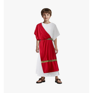 VZQI Greek Toga Costume for Kids Roman Halloween Nobility Boy Cosplay Red ,Size S