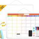 Colorful Whiteboard Calendar for Wall,16" x 12" Hanging Dry Erase Calendar Board, Monthly White Board for Home,School, Office
