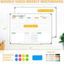 Weekly Calendar Dry Erase Whiteboard for Wall, 24"x18" Magnetic Weekly Planner White Board, Double Sided Hanging Daily Planning Board for Home, Office, School, Kitchen