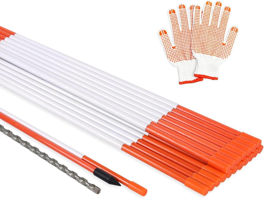 58 Inch Approx 5FT Driveway Markers with Reflective Tape 5/16 Inch Fiberglass Snow Stakes Driveway Reflectors for Snow Plowing 20 Pack