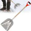 Aluminum Snow Shovel with D Handle,Heavy Duty Metal Scoop Shovel,51.1 Inches Large Capacity Snow Shovel for Driveway,Coal Shovel for Mulch,Moving Feed and Gardening