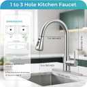Kitchen Faucet with Pull Down Sprayer - Brushed Nickel Single Handle Kitchen Faucets, High Arc Stainless Steel Pull Out Kitchen Sink Faucet with Deck for RV Laundry Farmhouse