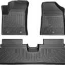 IKON MOTORSPORTS 3D Molded TPE Floor Mats, Compatible with 2024-2025 Hyundai Kona Electric, Black All Weather Waterproof Non-Slip Floor Mats Liners, Front 2nd Row Interior Accessories 3PCS