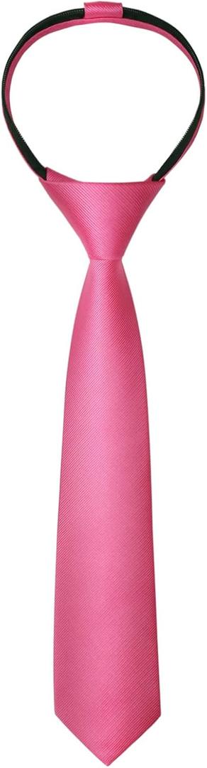 Alizeal Boys Solid Color Pre-tied 2.4'' Zipper Skinny Neckties for Kids (Pink)
