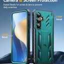 FNTCASE for Samsung Galaxy S25-FE Case: with [Built-in Screen Protector & Kickstand] [Military-Grade Drop Protection] Heavy Duty Protective Full Body Shockproof Rugged Sturdy TPU Phone Cover Green