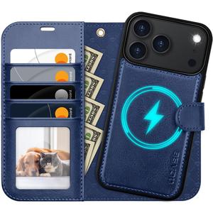 OCASE for iPhone 17 Pro Max Detachable Wallet Case with Card Holder, 2 in 1 PU Leather Flip Folio with RFID Blocking Stand Wrist Strap Shockproof Phone Cover 6.9 Inch 2025, Blue