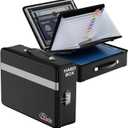 Fireproof Document Box with lock, File Organizer with Fireproof Zipper, Hard Shell Fireproof & Waterproof Storage box, Portable Safe for Home, Important Documents, Laptop, Black
