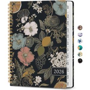 2026 Planner, Weekly and Monthly Planner for Women, January 2026 - December 2026, Hardcover 2026 Calendar Planner Book with Tabs, Inner Pocket, Spiral Bound, Perfect for Office Home School Supplies - A5 (6.3" x 8.5"), Citrus Bloom