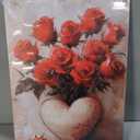 Red Rose Wall Art Romantic Valentines Canvas Prints Rustic Flowers with Love Vase Picture Vintage Painting Bathroom Living Room Bedroom Wall Decor Framed(16.00"x24.00")