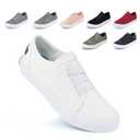 JENN ARDOR Women's Stylish Slip On Sneakers No Laces Elastic Low Top Canvas Sneakers Trendy Flats Comfortable Casual Walking Shoes (Size 9)