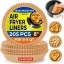 Air Fryer Liners for Ninja, 205 PCS Heavy-Duty Disposable Air Fryer Liners, 8" Round Airfryer Paper Liners for 5-8 QT Basket, Oil-Proof & Non-Stick Parchment Paper for Baking, Microwave, Oven, Pans