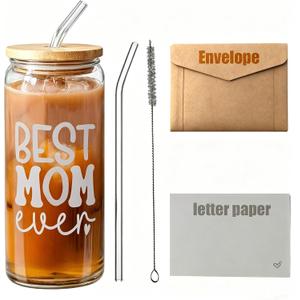 Mothers Day Gifts for Mom from Son Daughter, Personalized Anniversary Birthday Mothers Day Presents for Wife from Husband, Gifts for Women Mama Stepmom Mother In Law Bonus Mom - Can Glass Cups 16OZ