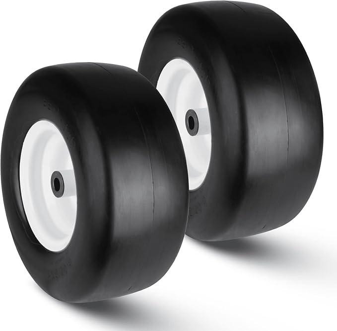 13x6.50-6 Lawn Mower Tires Flat Free, 5/8" Bore ID, 13x6.5-6 Zero Turn Mower Front Tires, 13x6.5-6 Solid Rubber Riding Lawn Mower Front Tire and Wheel, 4"-7.1" Centered Hub (2 Pack) 13x6.50-6 Lawn Mower Tires Flat Free, 5/8" Bore ID, 13x6.5-6 Zero Turn Mower Front Tires, 13x6.5-6 Solid Rubber Riding Lawn Mower Front Tire and Wheel, 4"-7.1" Centered Hub (2 Pack)