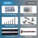 High Hardness Black Wood Screws Assortment Kit, 209 pcs, Phillips Drive Flat Head, Wood Screws, Screws, Drywall Screws, Assorted Screws, Screws Set, 6 Sizes (2,1-1/2,1-1/4,1,3/4,1/2)