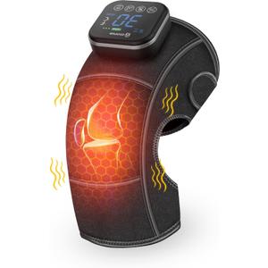 COMFIER Cordless Knee Massager with Heat,3-in-1 Knee Heating Pad with Vibration,4 Graphene Heating & 3 Modes,Heat Brace Wrap for Arthritis,Gifts for Men Women (1 Pack)