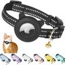 Airtag Cat Collar,Reflective Cat Tracker Collar with Air Tag Holder and Safety Elastic Band,Breakaway GPS Collars for Girl Boy Cats,Kittens and Puppies (Black, Extra Small)