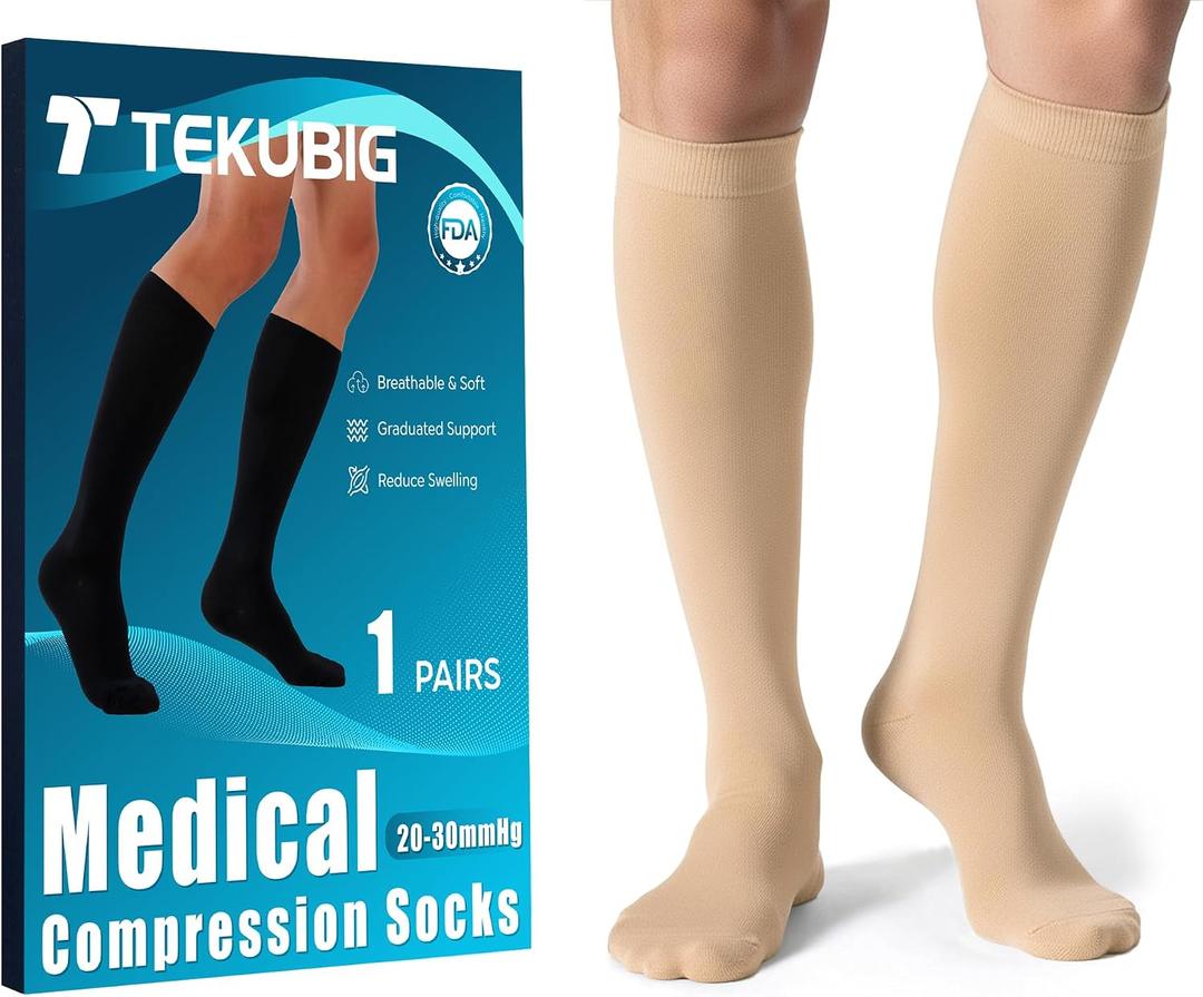 Medical Women Men Compression Socks Knee High 20-30 mmhg Graduated Stocking Support Hose Cute for Running Travel