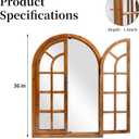 Rustic Wood Windowpane Arch Mirror, 24x36inch Vintage Farmhouse Window Pane Wall Mirror for Living Room, Entryway, or Bedroom Decor,Rustic Brown