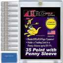 10-Count Pro-Mold 35pt. Magnetic One-Touch Card Holders Holds Sleeved Card USA Made with Cleaning Cloth, Gold