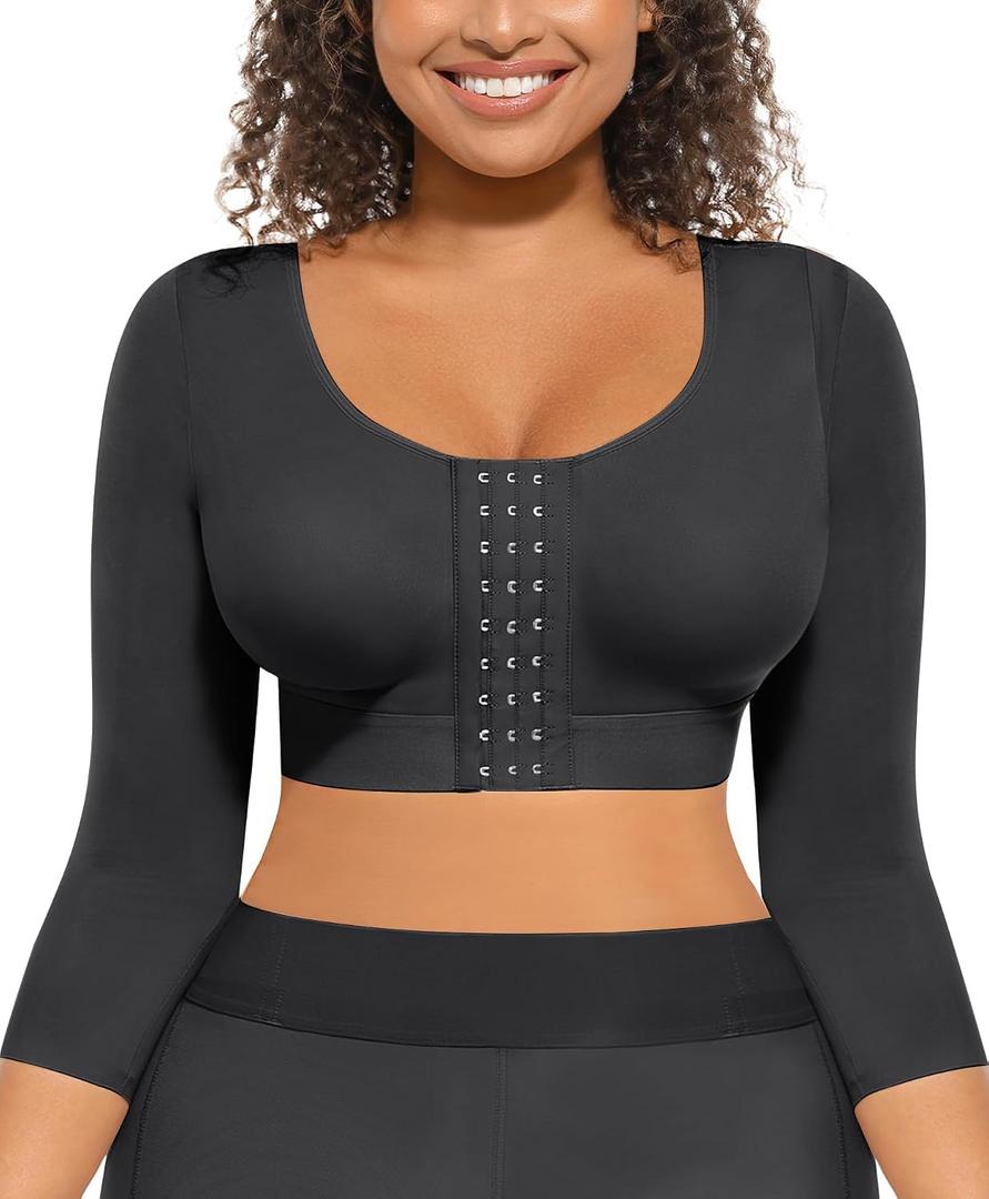 FeelinGirl Arm Shaper for Women Post Surgery Arm Lipo Compression Sleeves Slimming Arm Faja Front Closure Shapewear Bra (S)