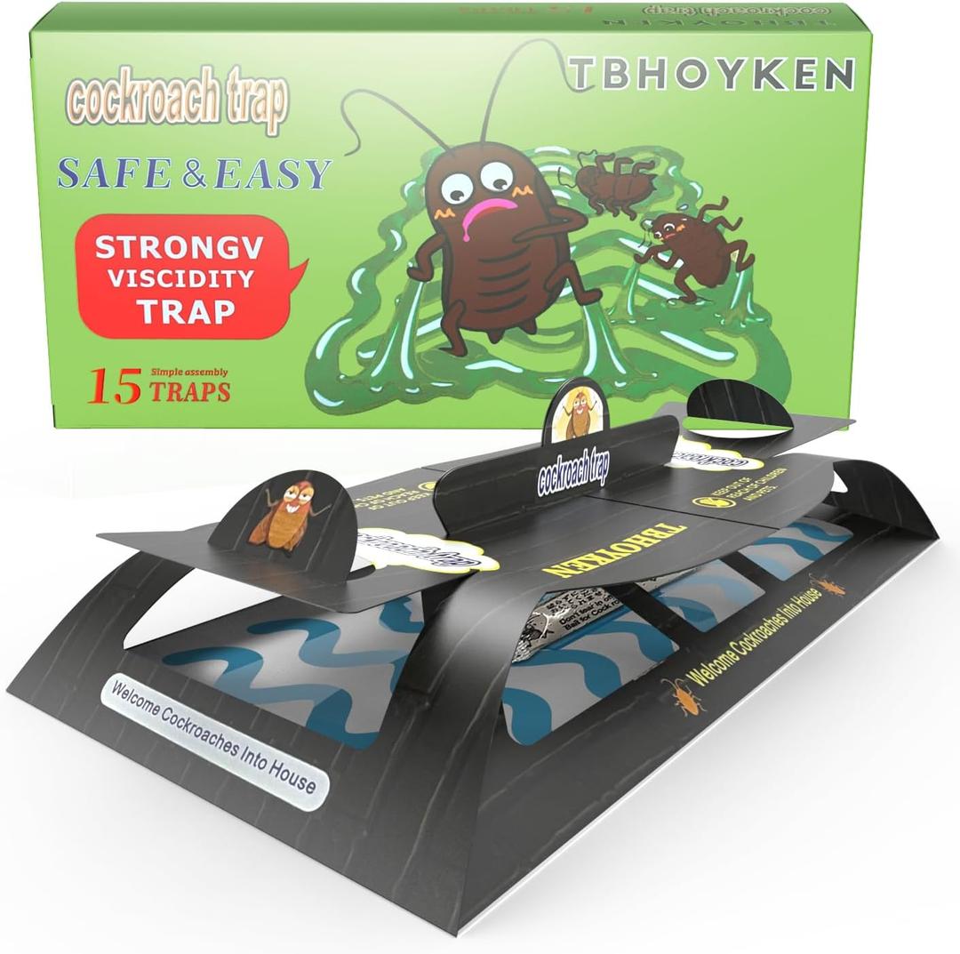 Roach Trap Cockroach Traps Killer Roach Indoor Sticky Glue Bait for Ants Spiders - Child & Pet Friendly  Pack of 15