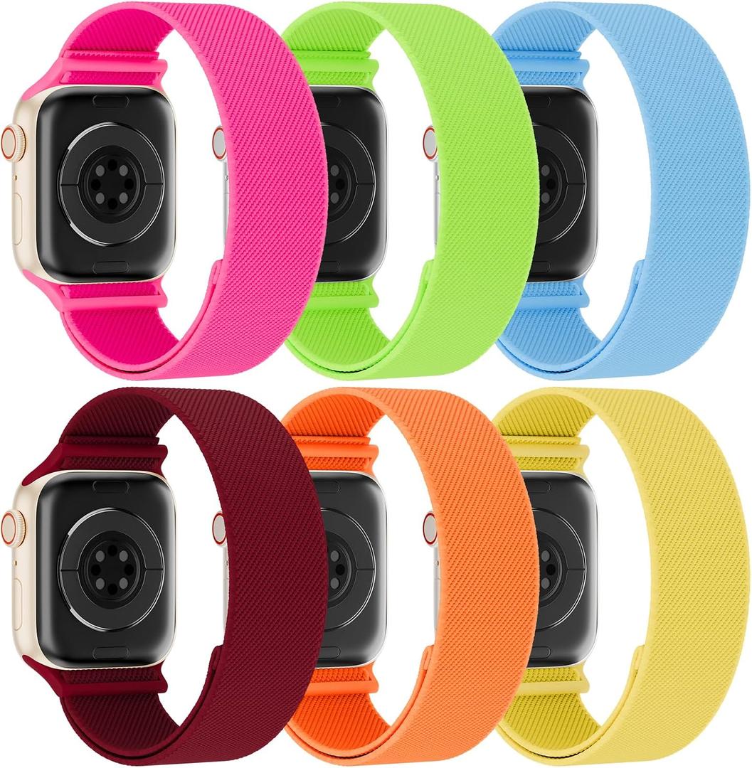 Stretchy Solo Loop Compatible with Apple Watch Band Size: 38/40/41/42mm Women Men, Adjustable Soft Nylon Sport Elastic Strap for iWatch Series 11/10/9/8/SE/7/6/5/4/3 Ultra