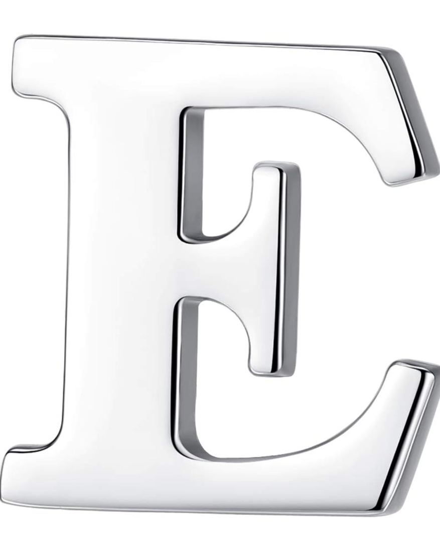 HONEY BEAR Initial Alphabet Letter Lapel Pins Collar Badge Brooches for Mens/Womens Shirt Dress Decoration Silver, Set of 2 Pack