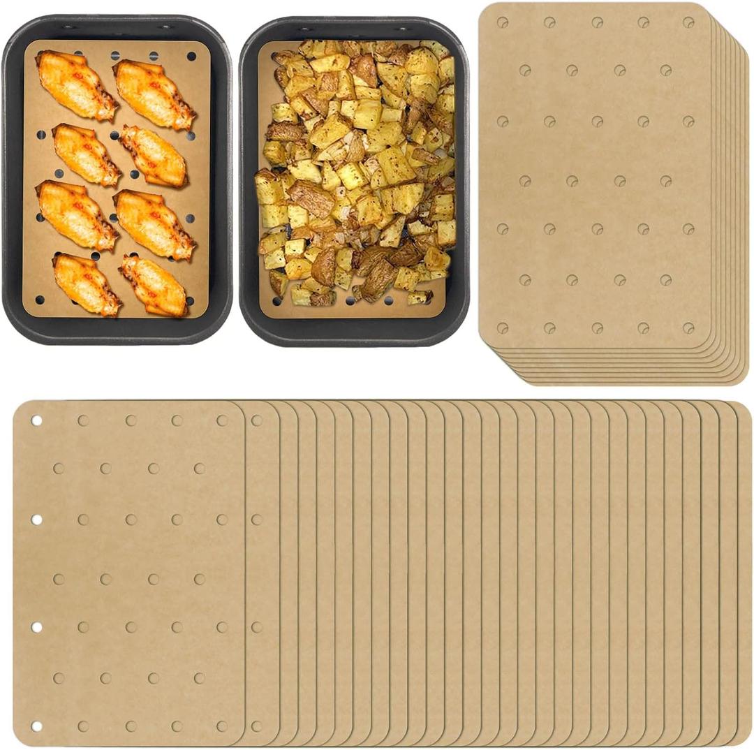 200 Sheets Air Fryer Disposable Paper Liner Compatible with Ninja DZ201/DZ401 Dual Airfryer Baking,Rectangular Perforated Parchment Paper Double Basket Air Fryers Accessories (5.5 x 8.3inch)