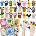 24 Packs Valentine's Day Plush Animal Finger Puppet Toys Sets, 24 Cute Cards, Perfect for Kids' Valentine Exchange Gifts