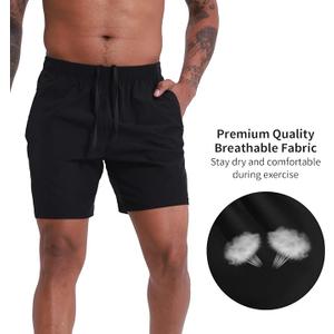 VPOS 2 Pack Men's Athletic Shorts 5/7 Inch Inseam, Mens Workout Shorts Lightweight Quick Dry Gym Running Shorts for Men (Medium, Black)