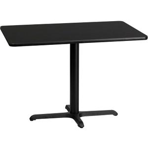 Flash Furniture 30'' x 42'' Rectangular Black Laminate Table Top with 23.5'' x 29.5'' Table Height Base, 30"W x 42"D x 31.13"H