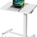 Gibbon Mounts Rolling Laptop Desk, 180 Tiltable Mobile Standing Desk Height Adjustable, Overbed Bedside Table, 32inch Portable Computer Desk with Lockable Wheels, Foldable Cart for Home Office, White, 15.7D x 31.5W x 27.2H inches