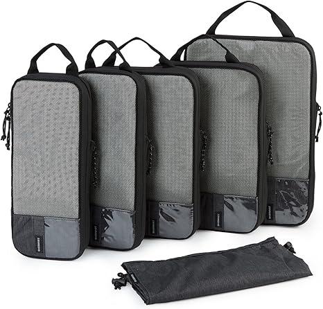 BAGSMART 6 Set Compression Packing Cubes - Lightweight Travel Essentials, Durable Luggage Organizer