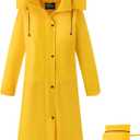 Ubon Women's Rain Coat Waterproof with Hood Long Raincoat Packable Rain Jacket Casual Windbreaker (X-Large, Yellow)