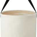 1 Pack Canvas Bucket 15" x 12" Heavy Duty Lineman Tool Bag with Plastic Bottom & Metal Hook Electrician Tool Organizer for Jobsite Use, Load Rated up to 150 Pounds (White)