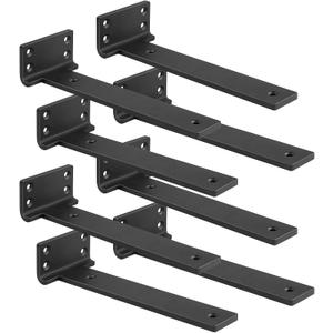 Floating Shelf Brackets 10 inch 8 Pack L Brackets for Shelves Black Metal Heavy Duty Shelf Bracket for DIY Decorative with Mounting Hardware