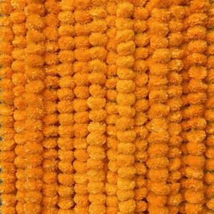 Artificial Marigold Garland for Decoration 5 feet Marigold Strands for Diwali Decoration Day of Dead Decorations Dia de Los Muertos Christmas Garlands (Orange)
