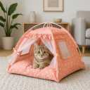 Dog Tent Indoor Cat House Pink Puppy Bed Portable Pet Teepe Princess Dog Camping Tent Outdoor Kitten Houses Cute Bunny Nest Girl Kitty Cave, Small (13.8" x 13.8" x 11.8")