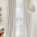 Linen Total Blackout Curtains for Bedroom Living Room 90 Inch, Cream
