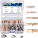 KOOTANS 32PCS Brass Hose Barb Fittings Barb Splicer Mender Hose Fittings Kit 3/16" 1/4" 5/16" 3/8" 1/2" Barbed Air Hose Fittings with 46pcs Pipe Clamps for Water Fuel Air Line Connector Fitting