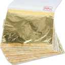 200Pcs Gold Leaf Sheets Gold Foil Sheets for Gilding Crafting, Art & DIY Projects, Picture Frames, Home Walls, Interior and Multi Artistic Decoration, Imitation Gold Foil Sheets 5.5" x 5.5"