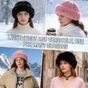 Women's Faux Fur Bucket Hat,Winter Plush Fluffy Furry Mink Hats,Warm Faux Fur Hats,Russian Beret