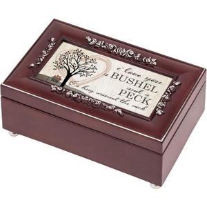 Cottage Garden Love You Bushel Peck Hug Petite Rosewood Jewelry Music Box Plays You are My Sunshine